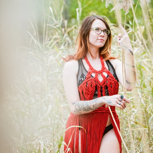 Handmade Macrame Crochet Dress Shibari Cut Out Designer Fashion Week - Picture 1 of 12